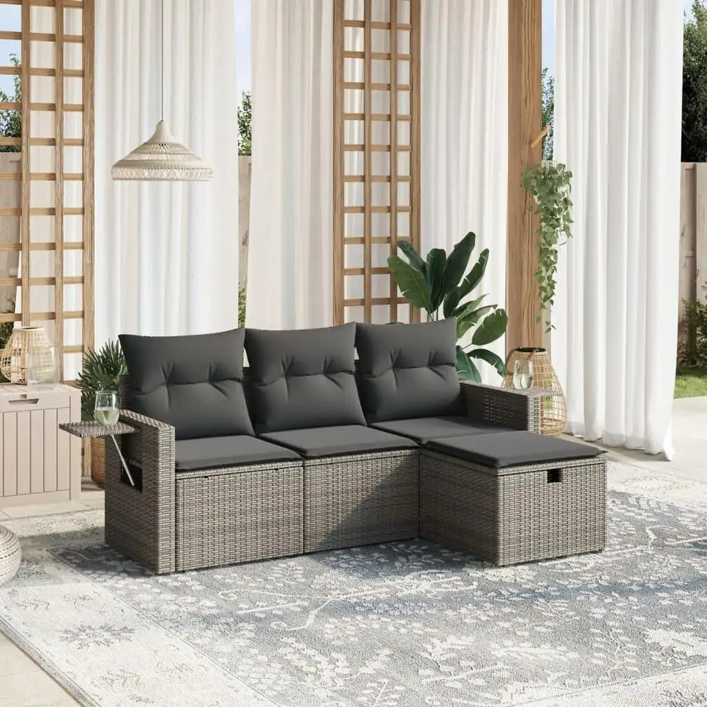 

Grey Poly Rattan Garden Sofa Set Modular Design with Powder Coated Steel Frame Outdoor Furniture