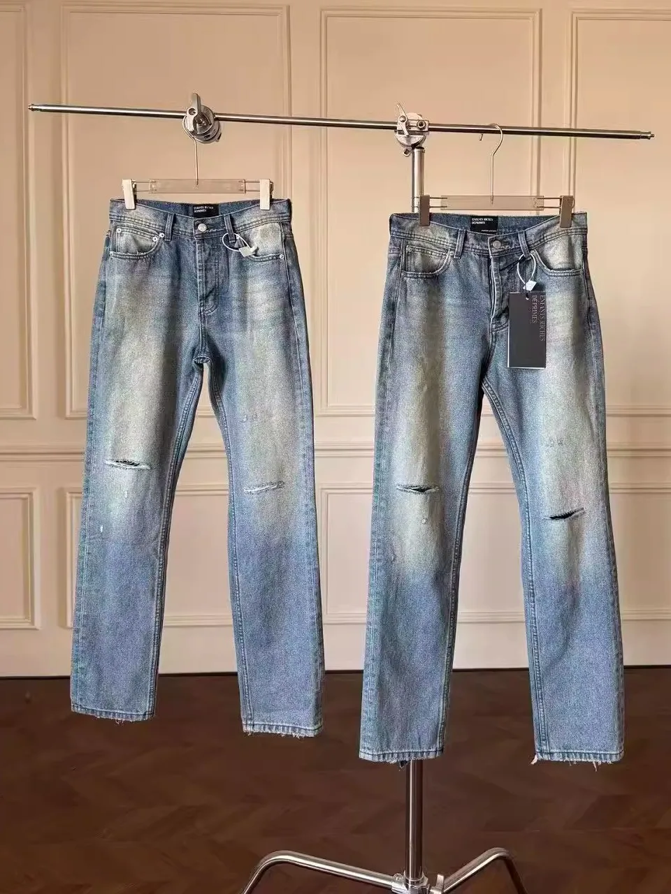 

Мужские прямые джинсы с эффектом потертости, окрашенные в технике Mud Dyeing, в американском стиле, повседневные, осенние, молодежные, модные, повседневные брюки