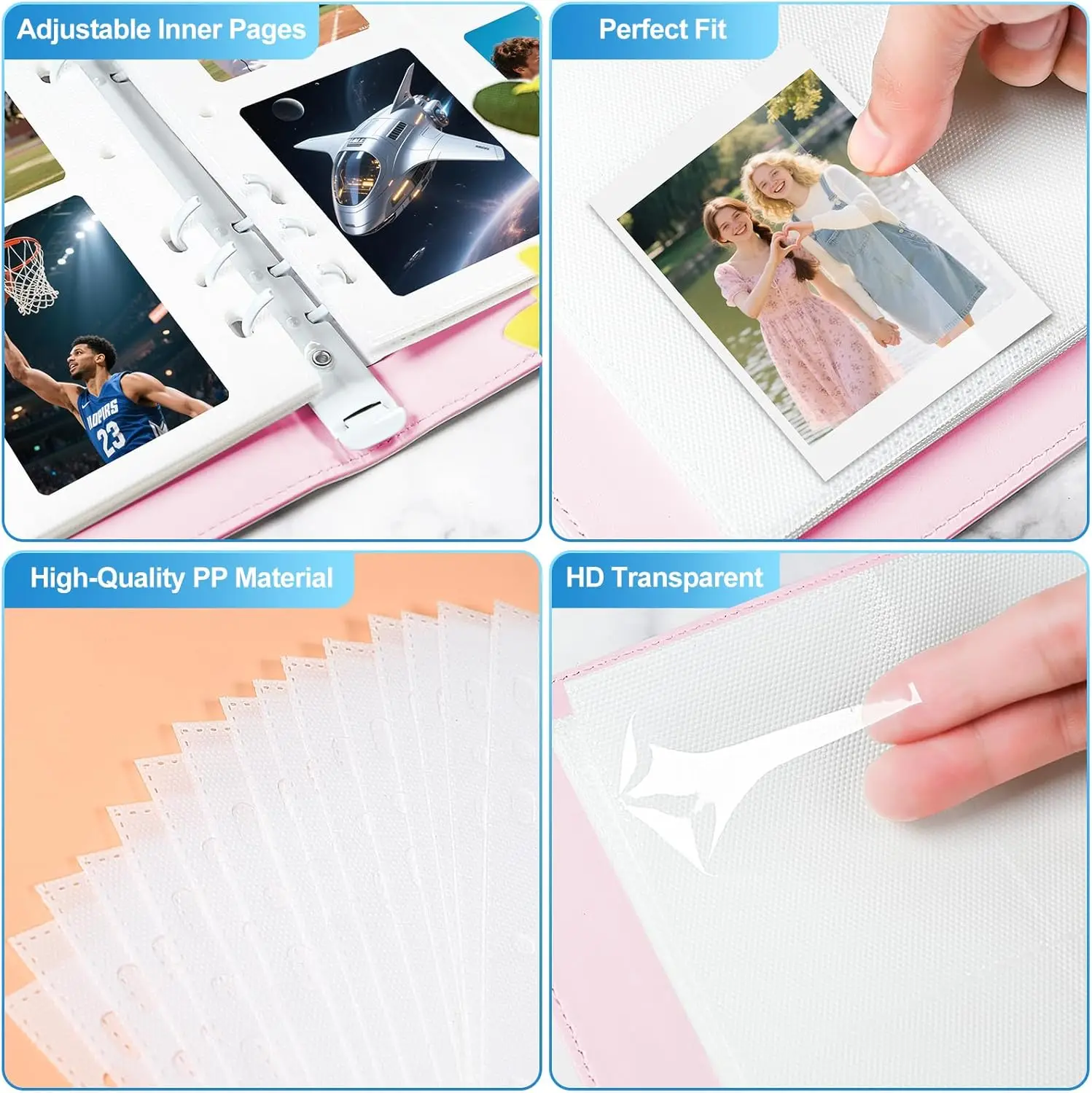 New Refillable PU Leather Album A5 Photocard Binder 6 Ring with 25 sheets double-sided pockets left and right openings