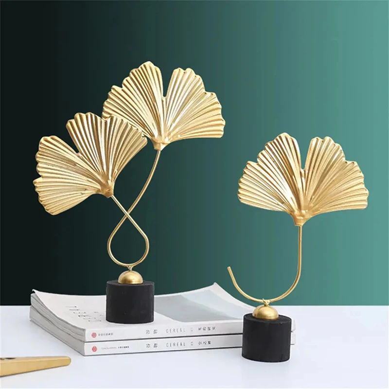 Modern Fan Shaped Ginkgo Leaf Decoration Nordic Minimalist Sculpture Ornament Office Home Figurines Statue