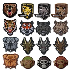 Parche táctico bordado lobo tigre oso con velcro para chaqueta
