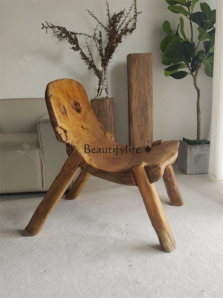 Creative Camphorwood Leisure Recliner Mid-Ancient Home Shoe Changing Stool