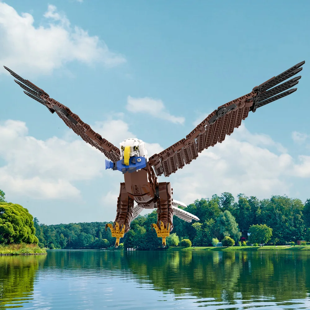 Gobricks MOC クリエイティブ動物鳥イーグルビルディングブロックモデルイーグル飛行レンガ diy 組み立ておもちゃ子供のギフト