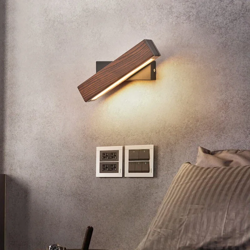 led lampada de parede de madeira interior interruptor ajustavel wall sconce com interruptor cores rotacao regulavel corredor corredor 01