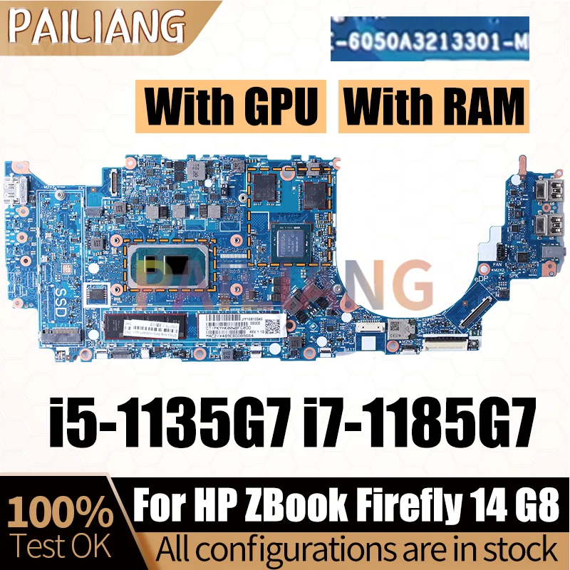 For HP ZBook Firefly 14 G8 Notebook Mainboard 6050A3213301 QN20-M1-A1 i5-1135G7 i7-1185G7 With RAM Laptop Motherboard Tested