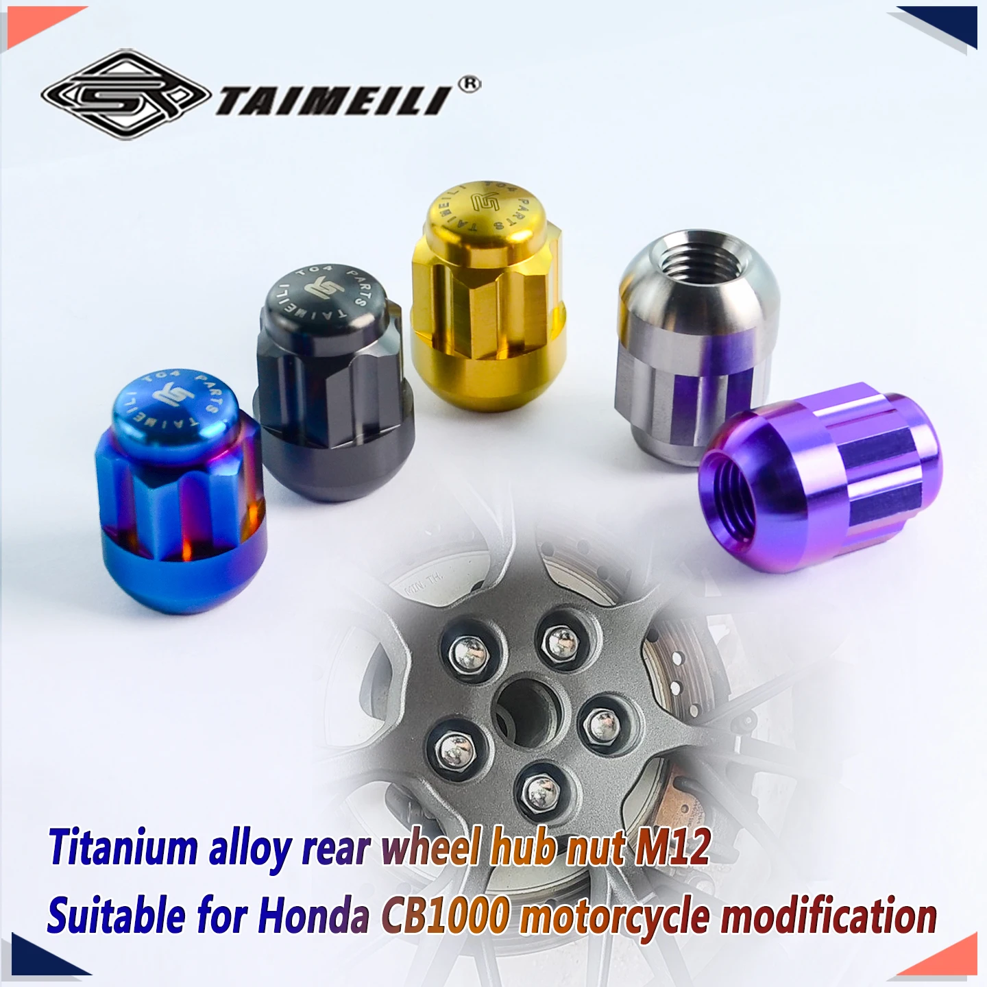 TAIMEILI M12 Titanium Alloy Rear Wheel Hub Axle Nut For Honda CB1000 Motorcycle Mod Replacement Repair Fastener