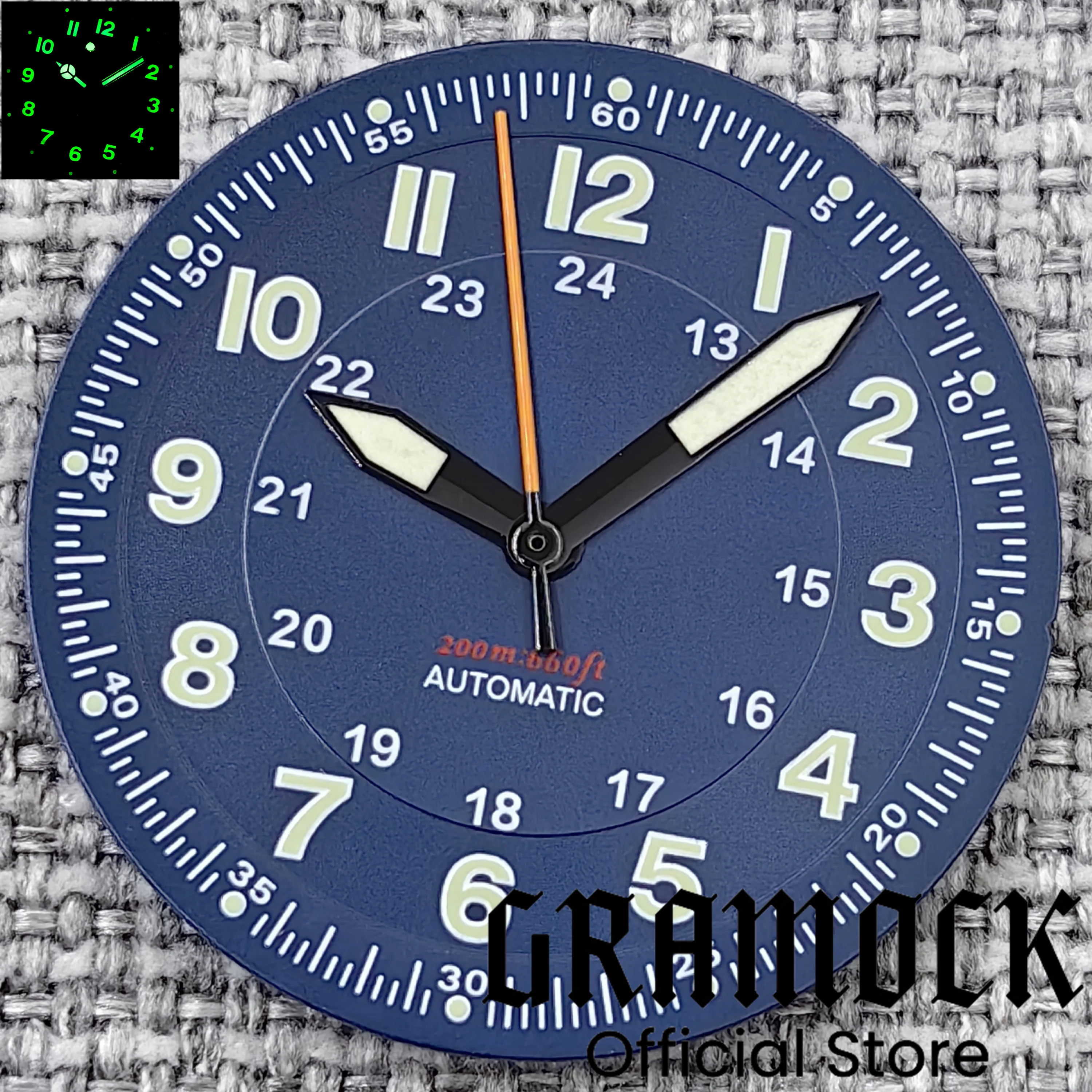GRAMOCK Classic Sterile 29mm Pilot Blue Dial Hand Set Teil für NH35/NH36 ETA2824 PT5000 Miyota Mingzhu DG ST2130 Uhrwerk Teil