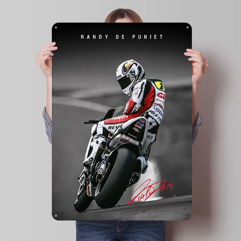 랜디 드 푸니에 오토바이 레이싱 틴 사인 벽 장식 포스터 차고 장식 빈티지 금속 사인 남성 공간 장식용