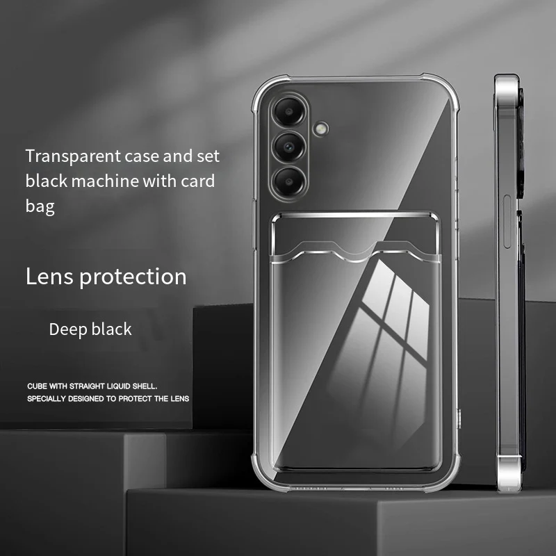 حافظة هاتف لهاتف سامسونج جالاكسي A16 4G 5G حافظة هاتف شفافة ناعمة مقاومة للصدمات مع فتحة للبطاقات