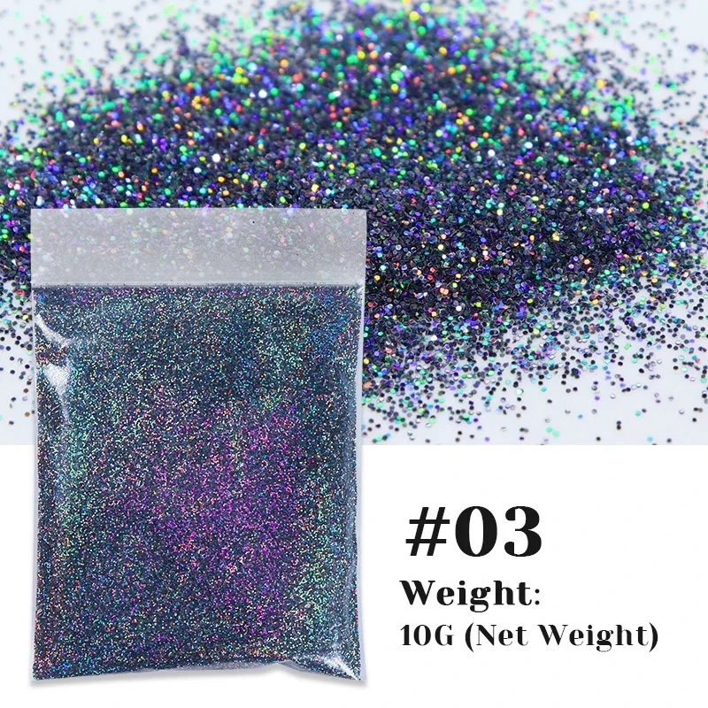 10g Bulk Glitter for Nails Hologram Powder Sparkly Pigment Art Decorations Loose Chunky Shiny Charms For Reflective Nail Polish