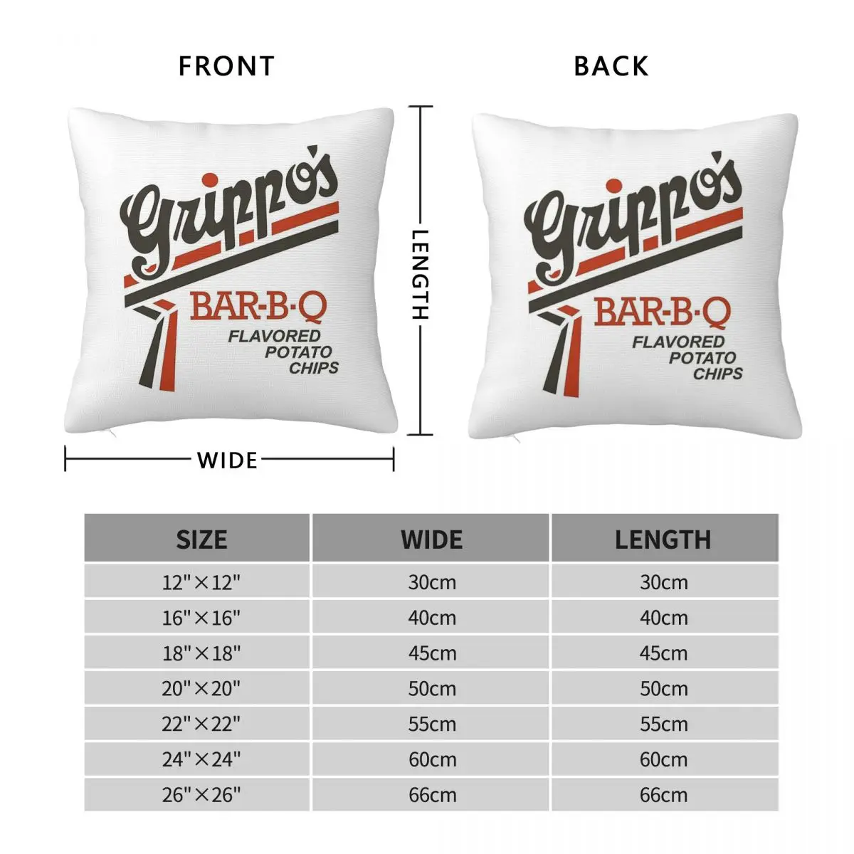 Grippos Bar-B-Q Potato Chips Square Pillowcase Polyester Linen Velvet Printed Zip Decorative Pillow Case Home Cushion Cover