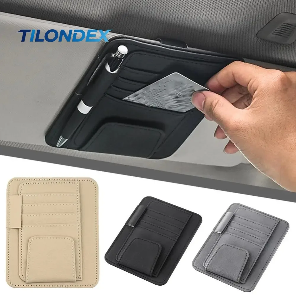 TILONDEX Car Sun Visor Organizer Multi-Pocket Business Card Storage Management Sunglasses Holder Visor Accessories Auto Interior