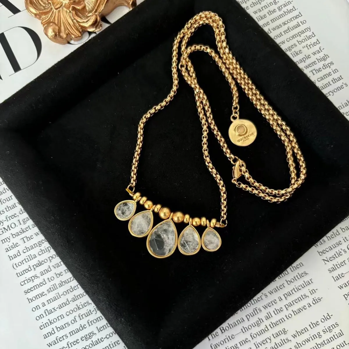 

Новый натуральный кристалл бриолет металлическая цепочка ожерелье модные женские украшения высокого качества оригинальный дизайн