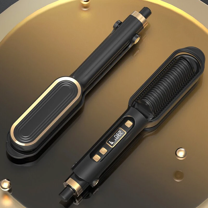 Портативный 2 в 1, расческа-выпрямитель для волос, утюг, горячая расческа, керамическая щетка-выпрямитель для волос с отрицательными ионами для домашнего салона