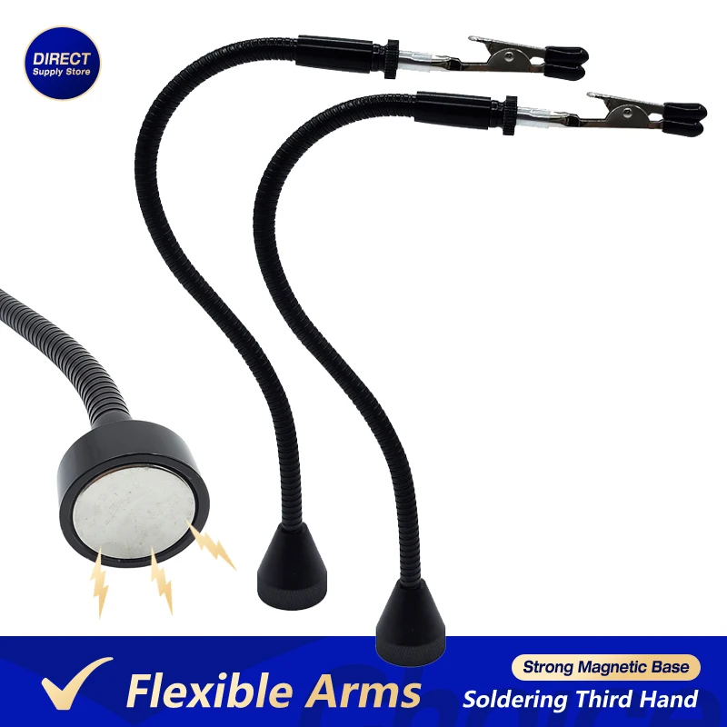 Soldering Third Hand with Strong Magnetic Base Flexible Arms PCB Holder Alligator Clip Welding Tool for Electronics Repair Circu