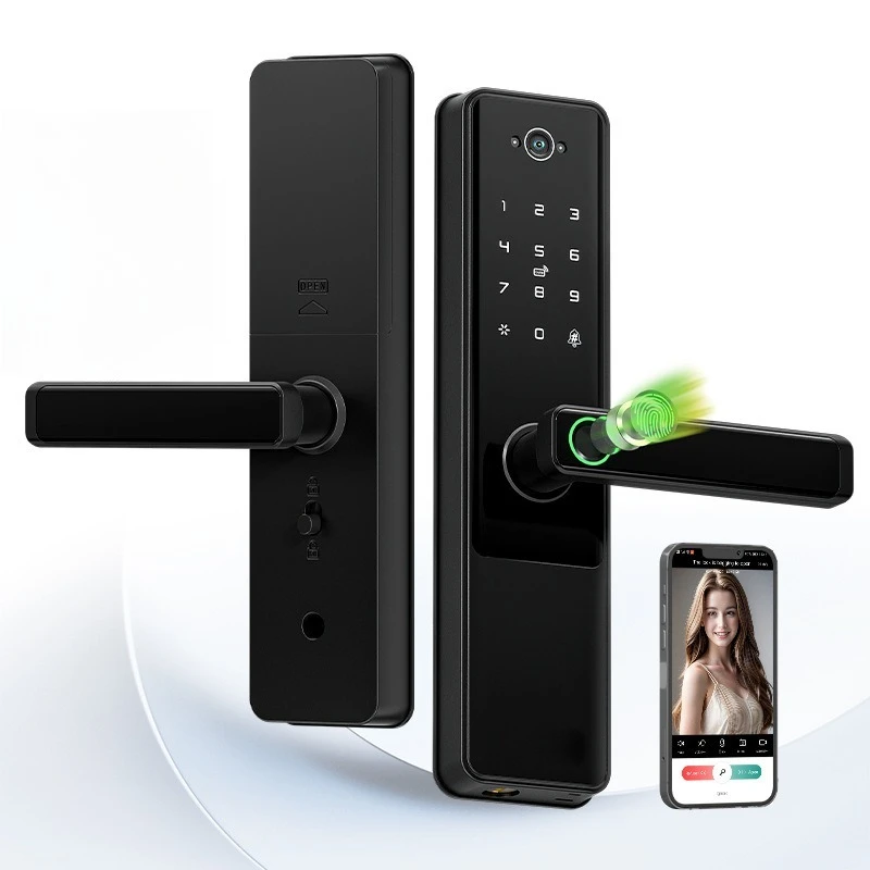 

Semi-automatic smart door lock, visual cat eye fingerprint password lock
