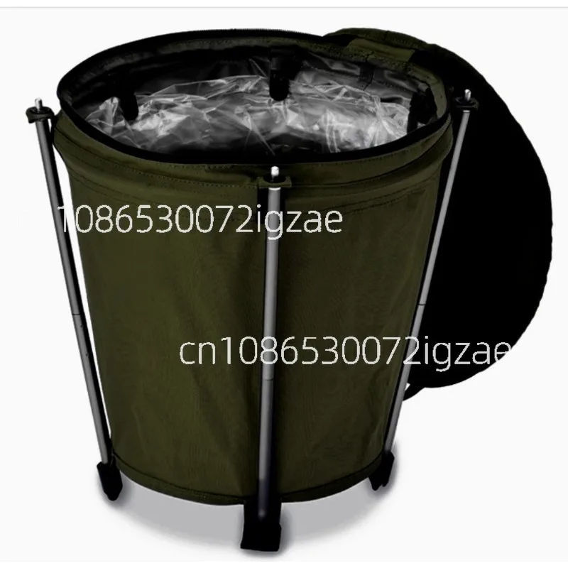 Outdoor camping trash can, foldable storage drum, self-driving camping barbecue cleaning portable vehicle