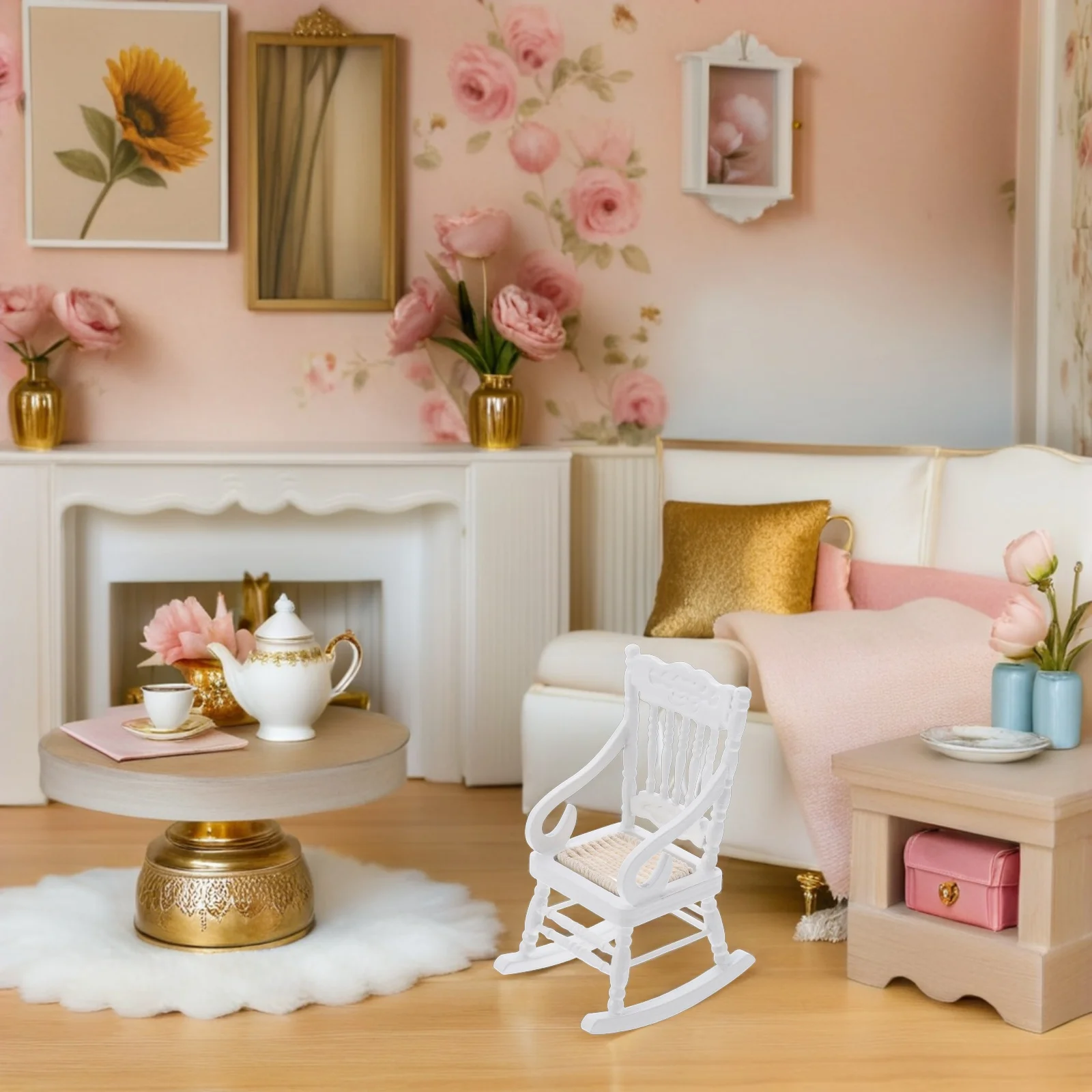 2 قطعة زينة عيد الميلاد أثاث صغير لكرسي هزاز مصغر لبيت الدمى