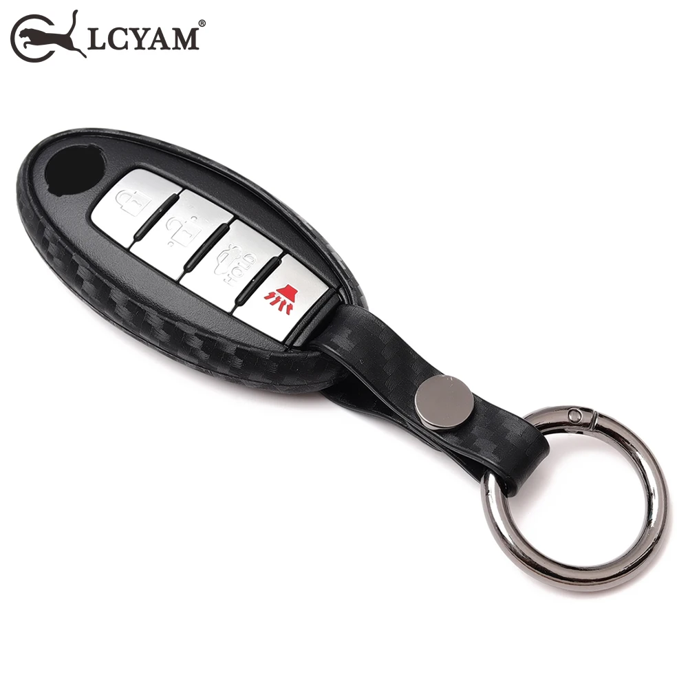 Carbon Fiber Pattern Key Fob Cover Fits for Nissan March Sentra Qashqai Altima Juke X-Trail Kicks Patrol Murano Pathfinder