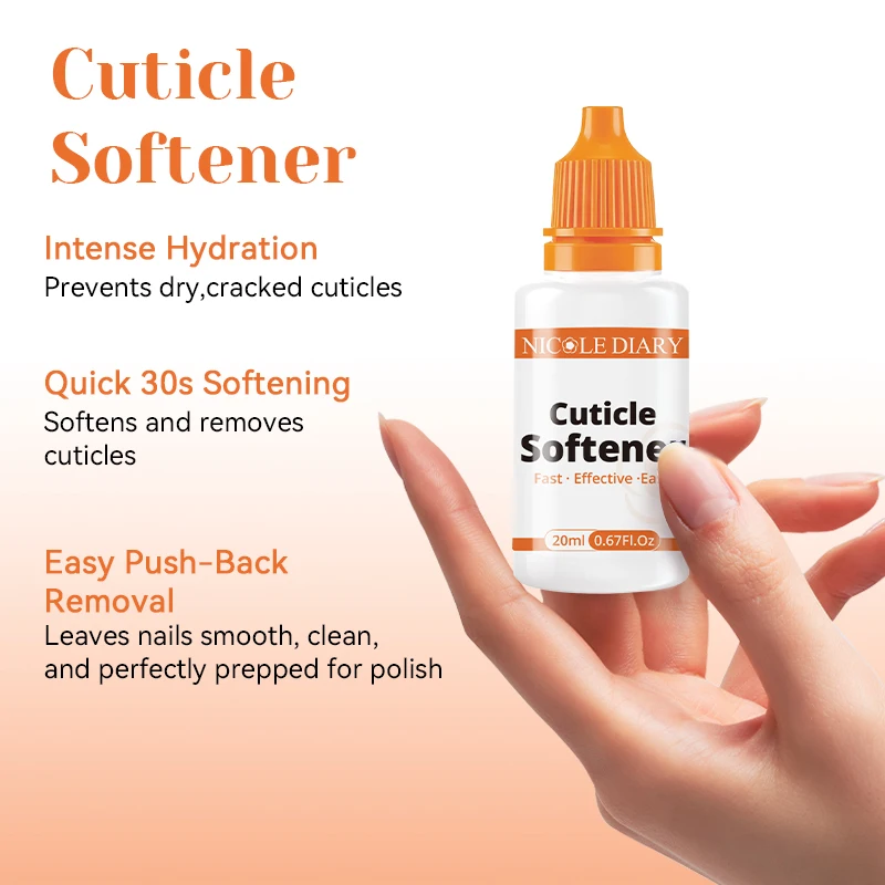 NICOLE DIARY 20ML Nail Cuticle Remover Quick Softening Liquid for Dead Skin Gentle Nail Care Easy Cuticle Cleaner for Manicure