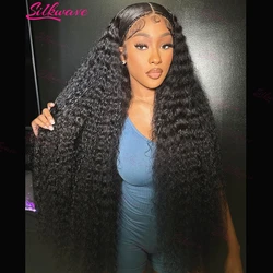 250 Density 30 40 Inch 13x6 Hd Lace Deep Wave Frontal Wigs Curly Human Hair Wig For Black Women Water Wave 13x4 Lace Front Wig