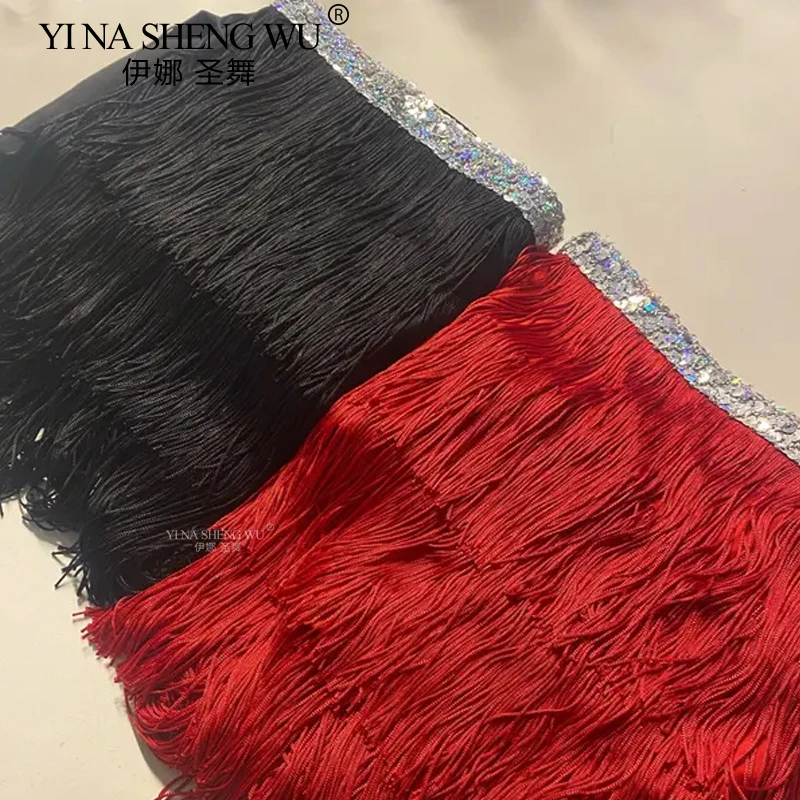 Belly Dance Tassel Waist Chain Female Indian Dance Costume Three-layer Fringed Tassel Short Skirt Latin Dance Practice Costume