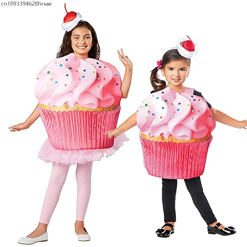 

2025 New Arrival Cute Pink Child Sweet Confetti Halloween Dress Up Girls Cupcake Costume