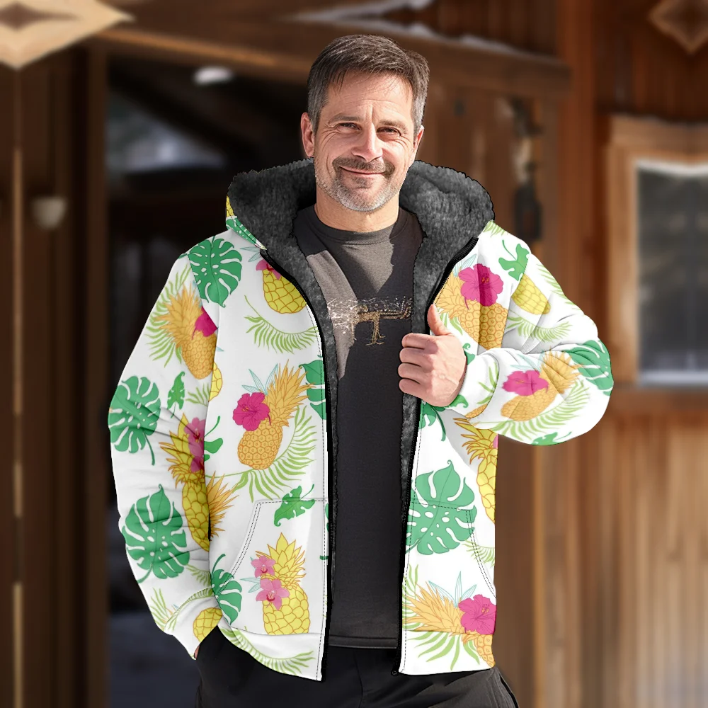 Abrigos de chaquetas de invierno para hombre, ropa informal de algodón con patrón de plantas, abrigo a prueba de viento para el hogar gótico