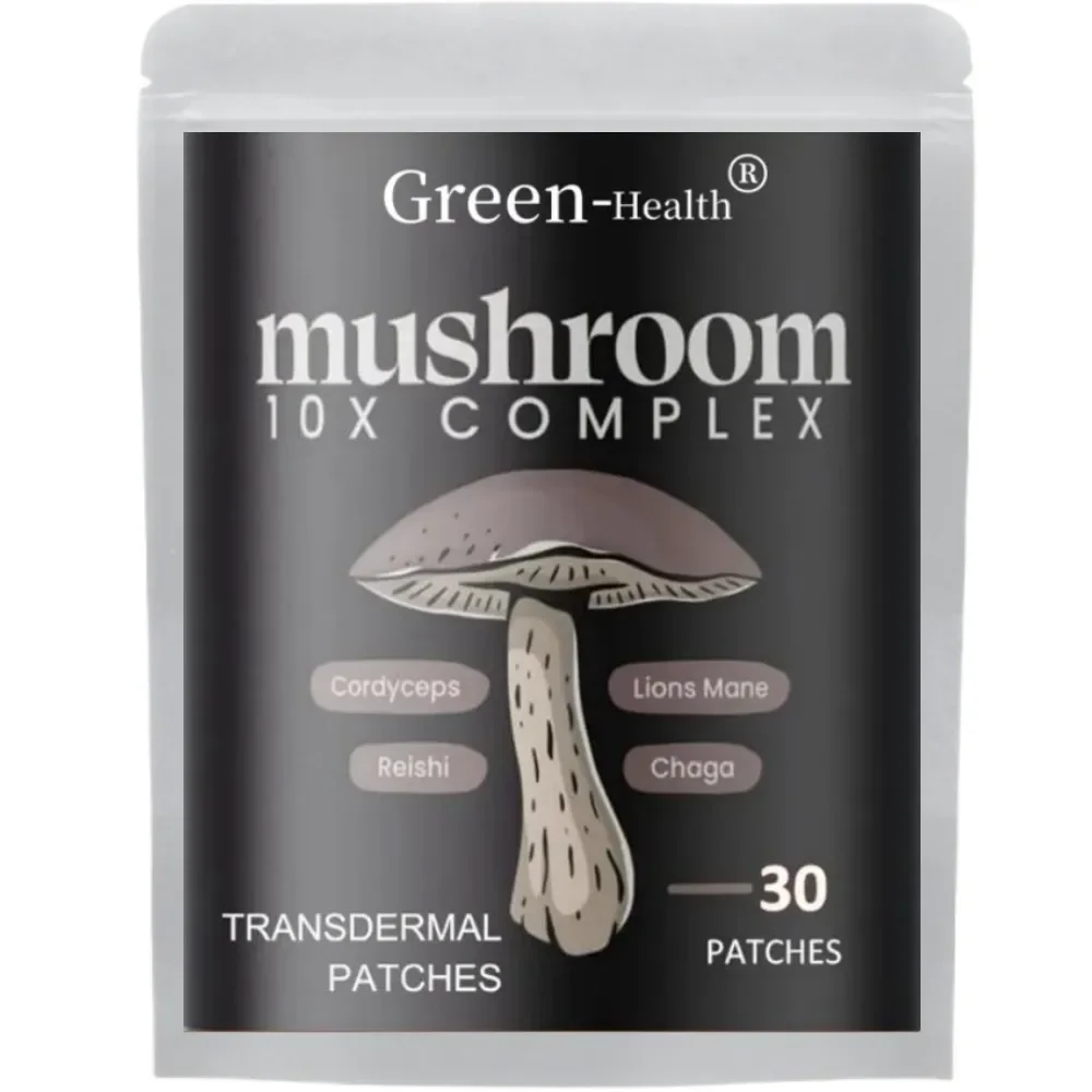 30 Patches 10x Mushroom Complex Transdermal Patches Lions Mane, Cordyceps, Turkey Tail for Immunity, Energy, Mood, Focus