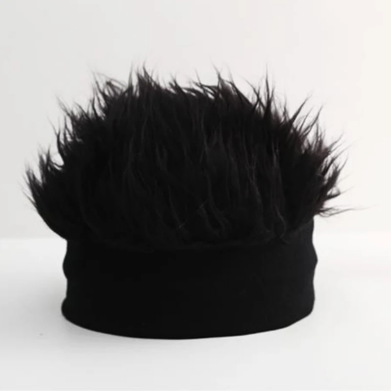 Funny Wig Beanie Hat, Retro Spiked Fake Hair Cap, Creative Novelty Street Hip Hop Headwear, Unisex Accessories for Men and Women