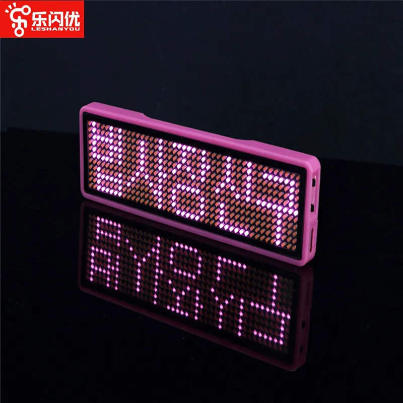 Customized LED Name Badge ID Card Screen Electronic Name Badge Light-up Pink Display