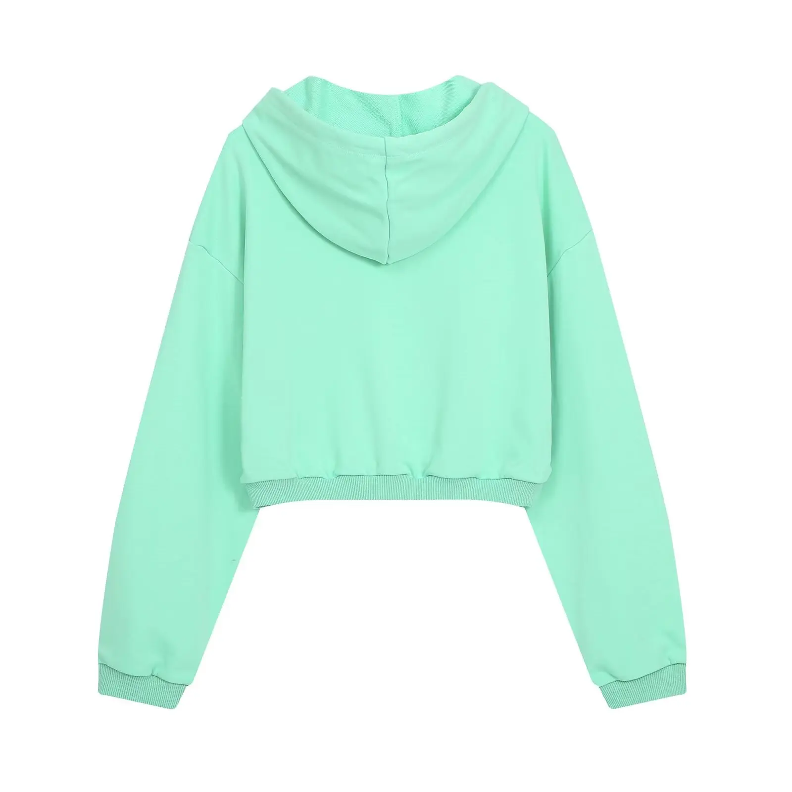BSAY 2026 Damen Crop-Hoodie und Weitbein-Hosen-Set, Langarm-Kapuzenpullover mit Kordelzug, Elastische Taille, Lässiges Zweiteiler-Outfit – Detail 5