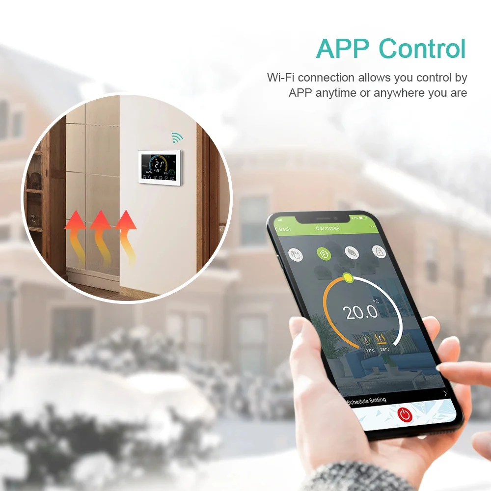 TUYA Wi-Fi Smart Large Colorful Screen Room Programmable Air Thermostat for Switch Heating Cooler Bridge Voice Alexa WIFI