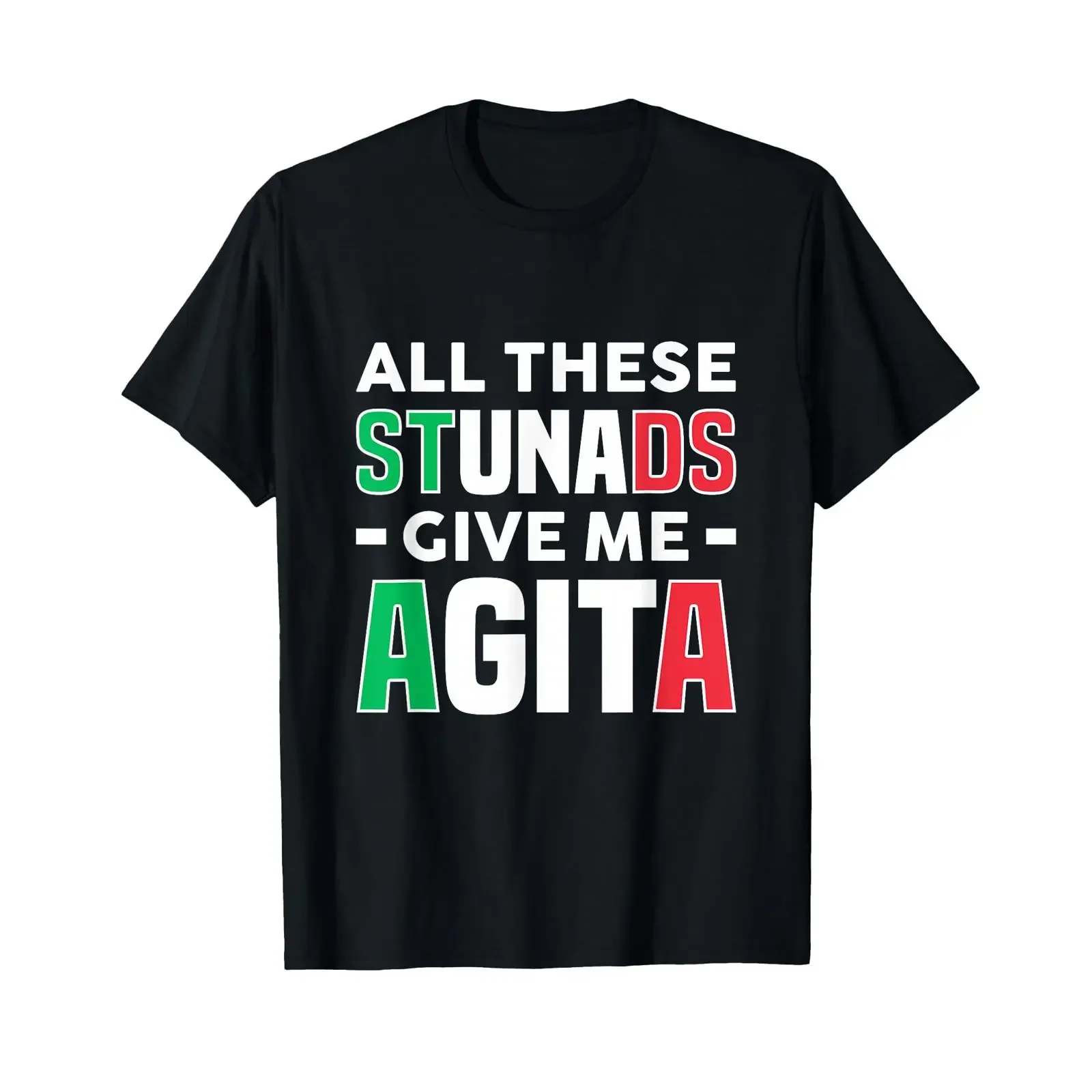 Camiseta con Frase Italiana Divertida 'All These Stunads Give Me Agita', Estilo Vintage, Lavada, Transpirable, para Uso Diario, Streetwear, Suave