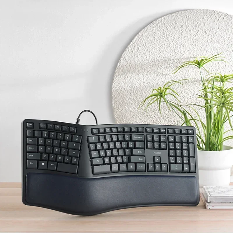 

RAPOO NK8800 Ergonomics Keyboard Custom Split Layout Wired USB Office Desktop Computer Comfort Palm Rest WIN System Shortcut Key