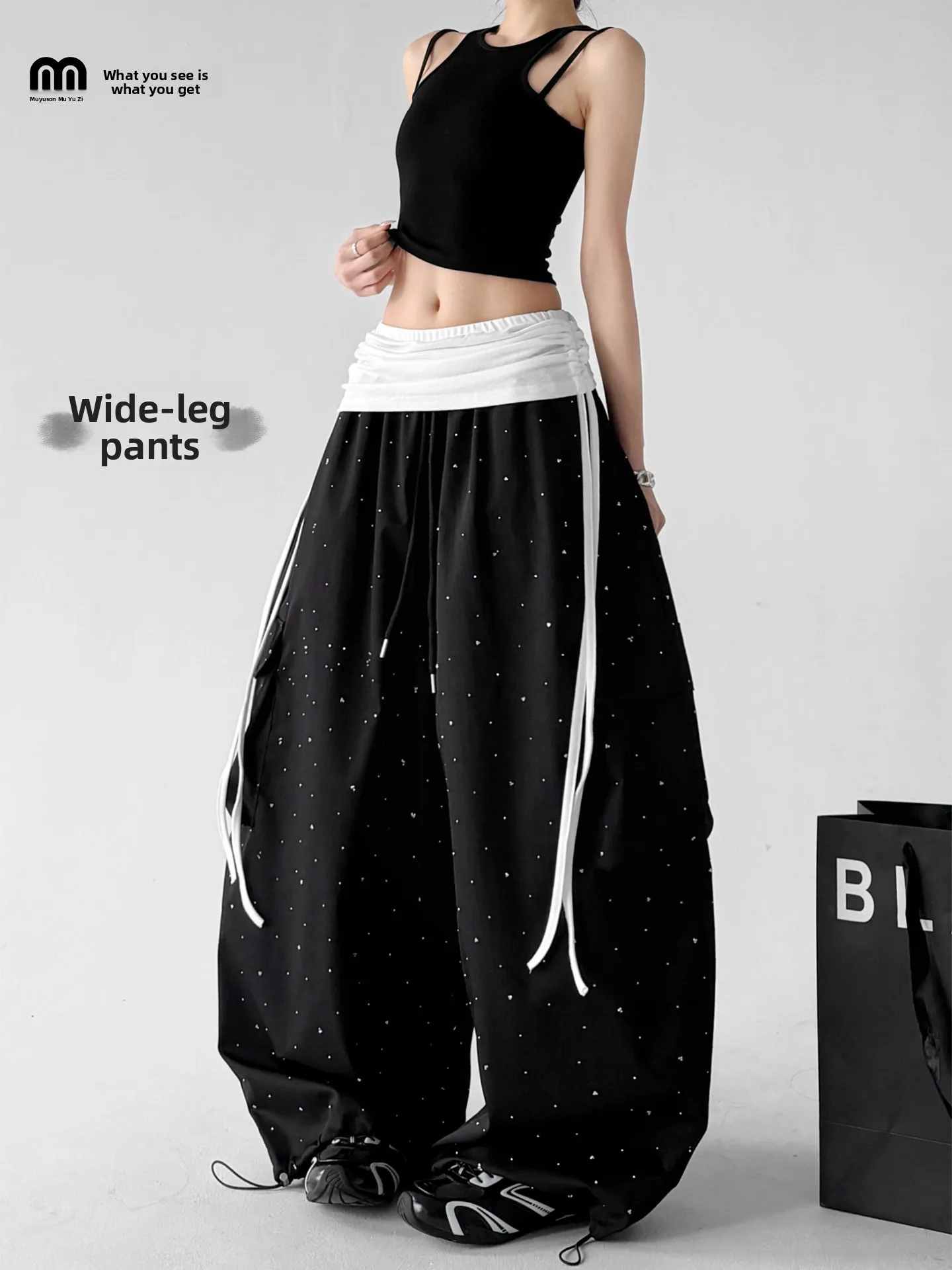 

American Dance Style Women's Summer 2026 High Waist A-Line Skirt Streetwear Wide Leg Overlap Butt Curtain Fashionable Persona...