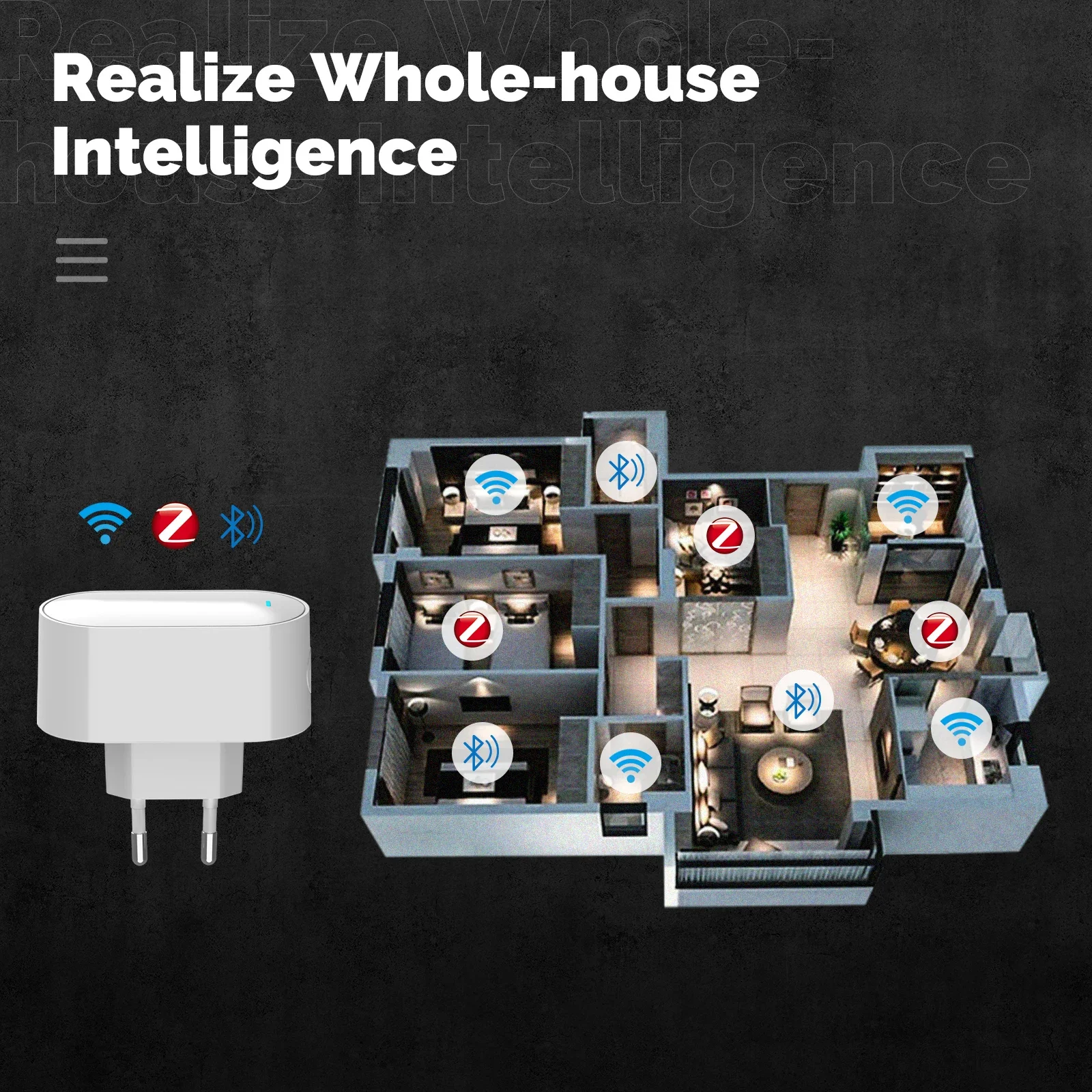 MOES Tuya Multi-mode ZigBee Bluetooth BLE Mesh Socket Gateway Smart Hub EU Version Allow 100+ Sub-devices App Remote Control