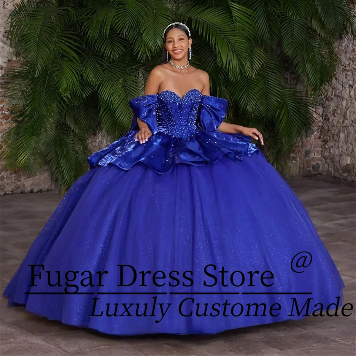 

Customized Modern Off the Shoulder Princess Quinceanera Dresses Shiny Rhinestones Ruched Sweetheart Gown Vestidos de15 quinceañe