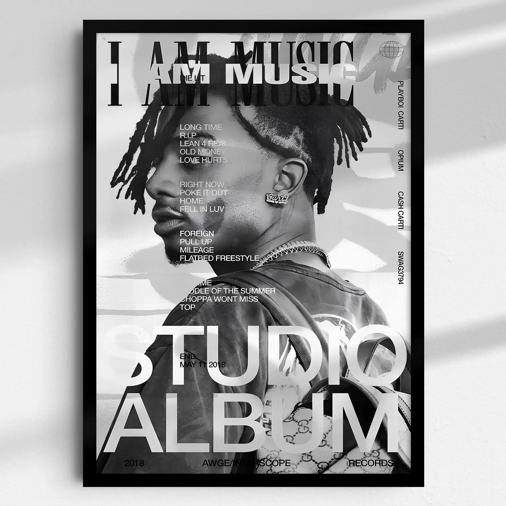 Rapper Playboi Carti Hip Hop Music Album Cover Poster Print Wall Art Pictures Canvas Painting Living Room Home Decor Frameless