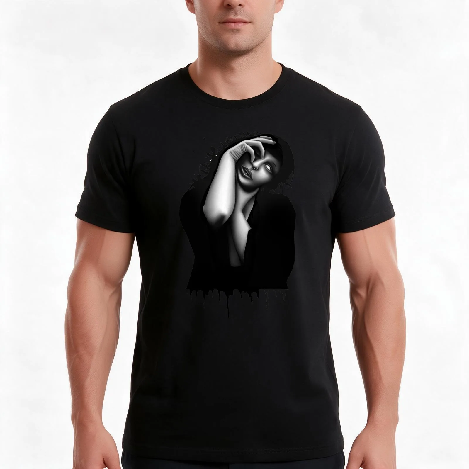 Descend (Colour pencil) T-Shirt, Summer Casual Cotton Tee, Oversized Streetwear Tops, Vintage Graphic Print, Unisex Men Women