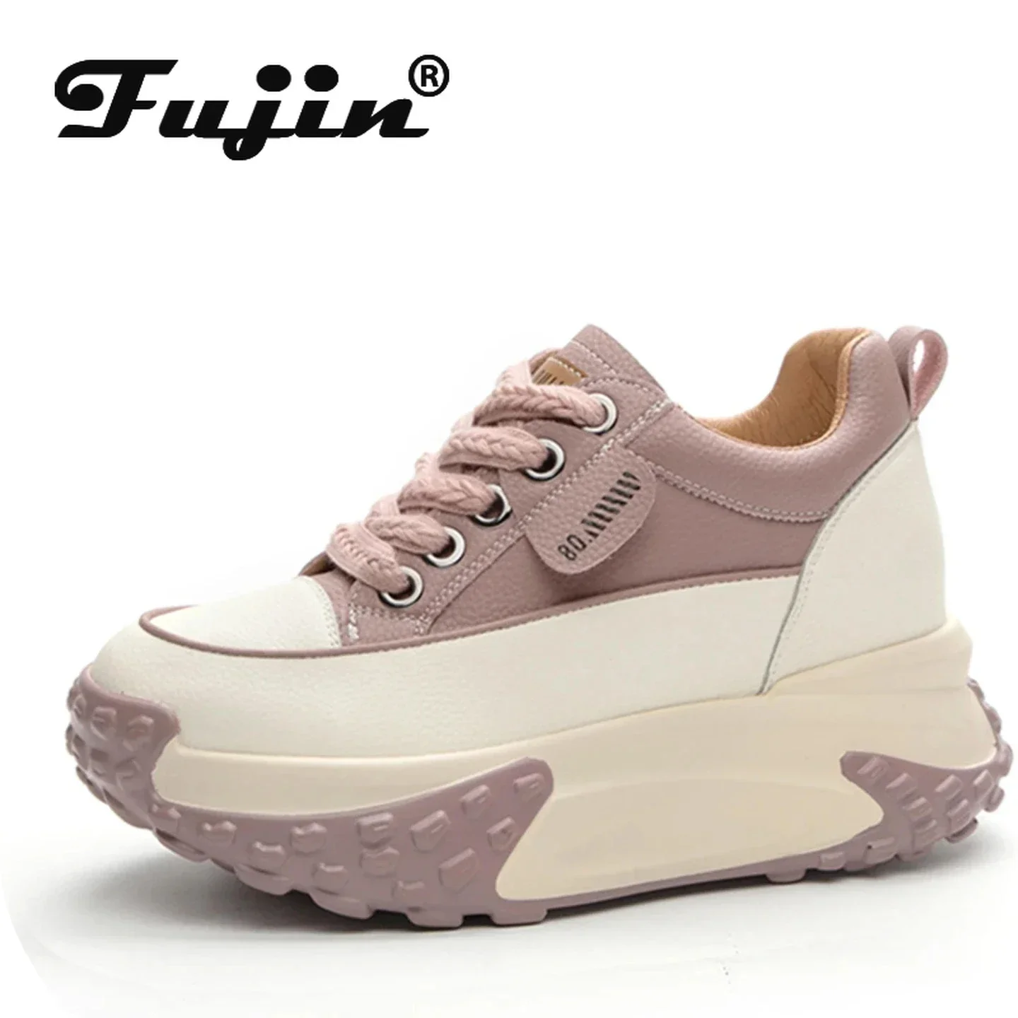 Fujin 7cm Genuine Leather Platform Wedge Fashion Women Autumn Summer Autumn Chunky Sneakers Shoes Breathable Comfortable