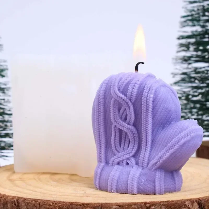 2026 new model advanced 1pcs 3d woolen glove silicone mold diy scented candle gypsum resin home decor ornament