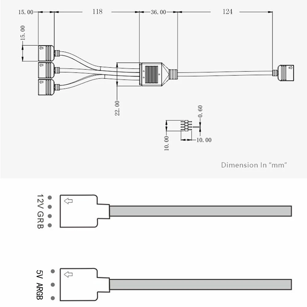 30cm płyta główna AURA Splitter linia pcv RGB Hub 50cm przedłużacz kabla MOD interfejs 5V3PIN 12V4PIN Extender chłodnica wodna niestandardowe