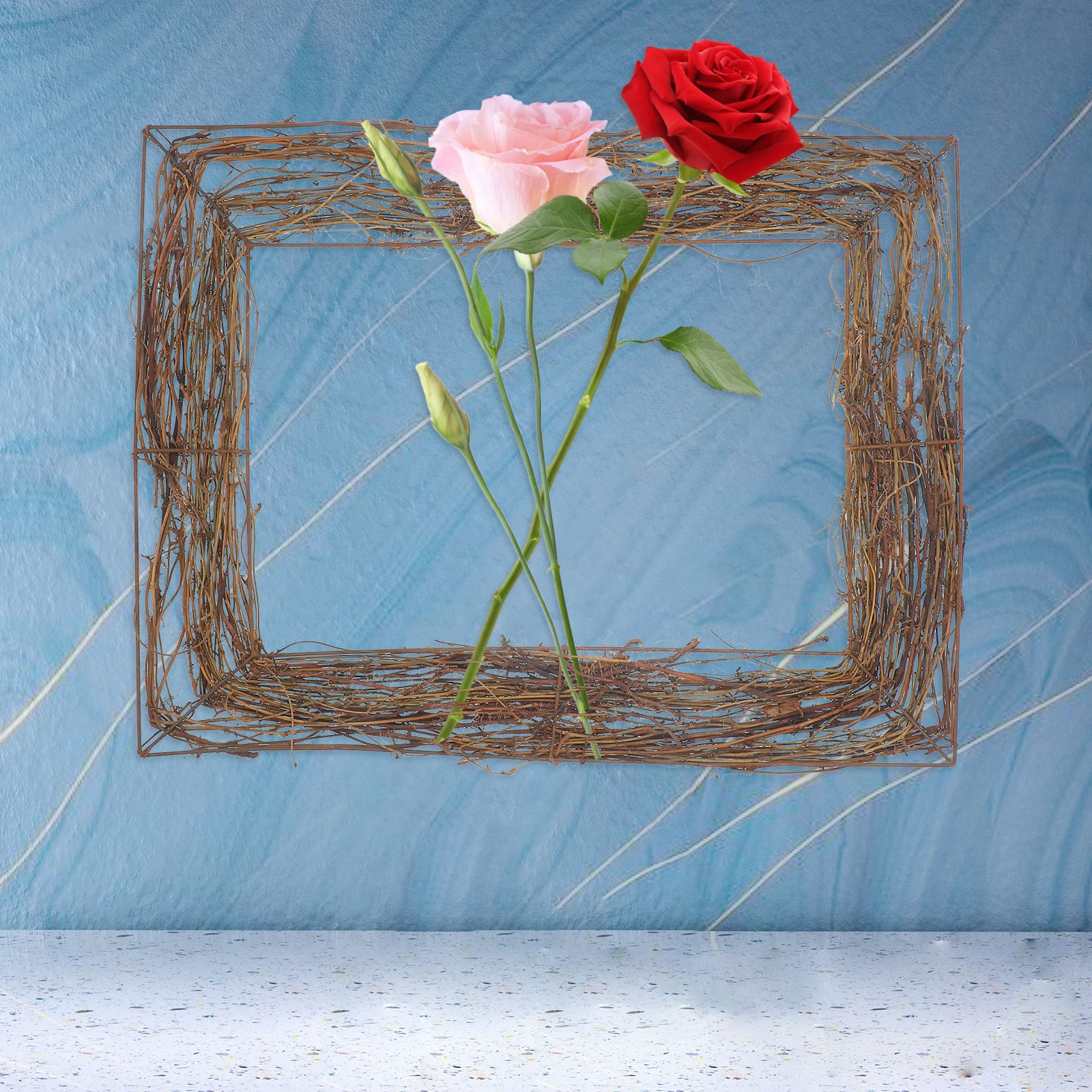 

2pcs Natural Vine Wreath Decorative Craft Garland Frame Diy Floral Accessories Pine Cones Ribbon Decoration Prop Rattan