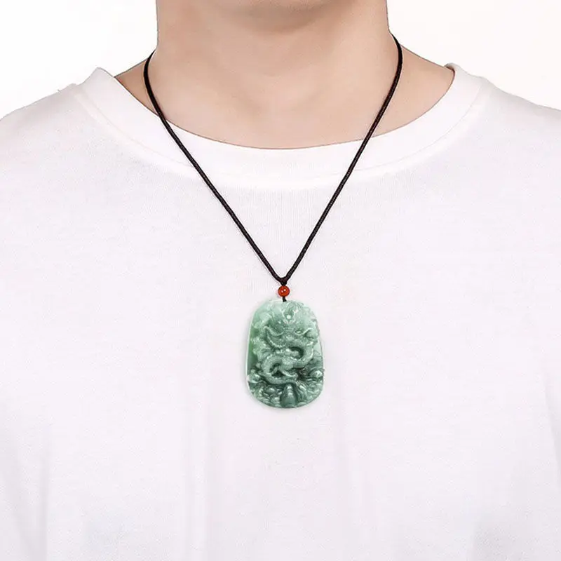 Marca de dragón de Jade, aceite de semilla de hielo, colgante de marca de dragón de Jade verde, colgante de dragón volador Bully, collar de Jade de marca para hombre