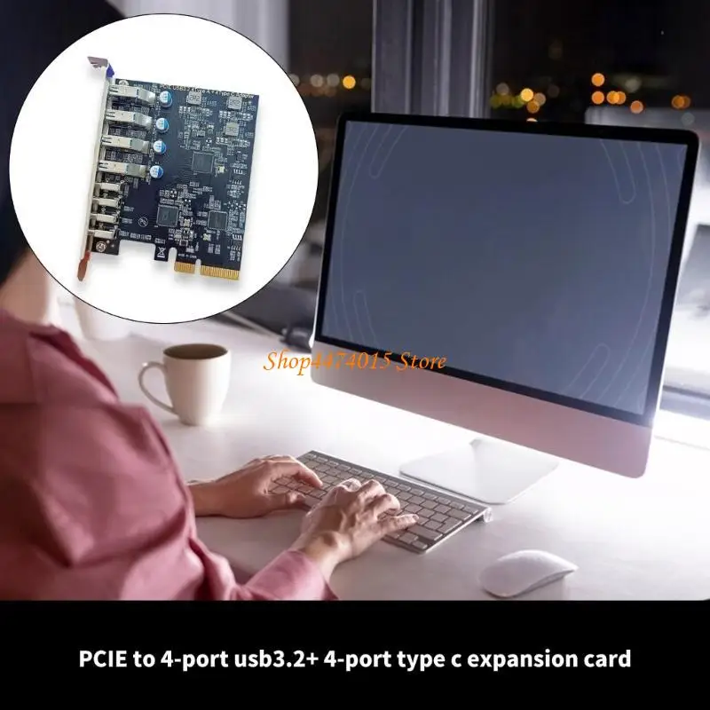 K1AA PCIE إلى 4 USB 3.2 و 4 TYPE C بطاقة توسيع المنفذ C ، التحكم ASM1142 ، 10 جيجابت في الثانية
