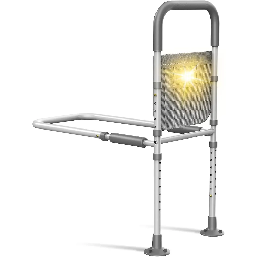 

Bed Rails for Elderly Adults Safety: with Motion Sensor Light & Storage Bag -Adjustable Bed Assist Rail for Seniors - Side Bed R