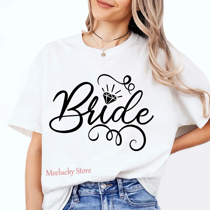 Bride Letter print pattern Women's casual slim fit, refreshing and breathable short sleeved top series