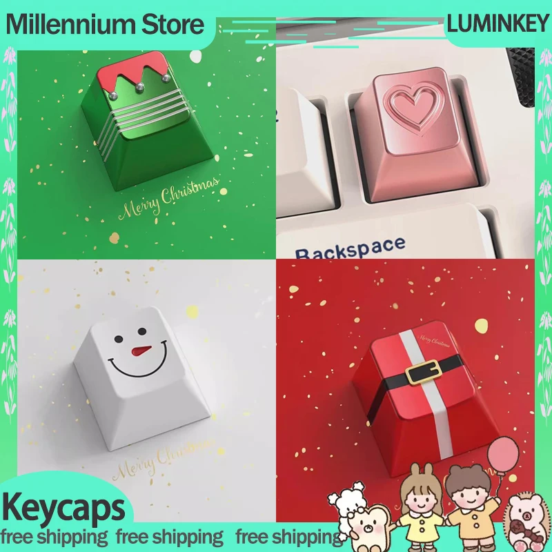 Luminkey Christmas keycaps For Mechanical Gamer Keyboard Customized Cute Keycaps Gaming Keyboard Accessories Kawaii Key Cap Gift