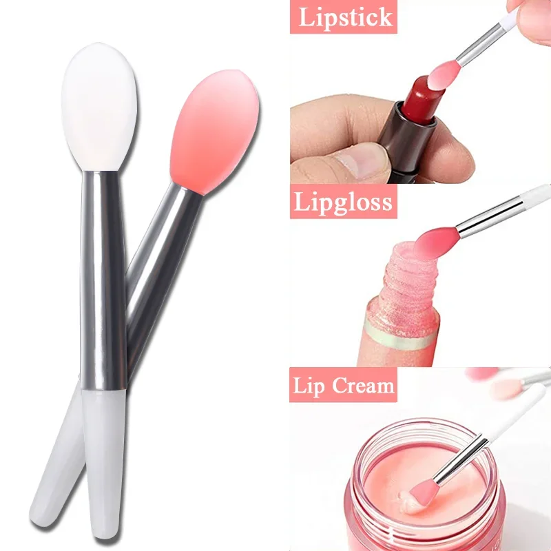 Pinceau multifonctionnel en silicone souple, applicateur de rouge à lèvres portable, baume, fard à barrage, beauté professionnelle, outils cosmétiques, 3 pièces